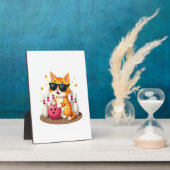 Cute Cat With Sunglasses Cat Playing Bowling For m フォトプラーク (側面)
