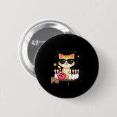 Cute Cat With Sunglasses Cat Playing Bowling For m 缶バッジ (正面&裏面)