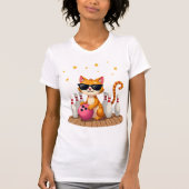 Cute Cat With Sunglasses Cat Playing Bowling For m Tシャツ (正面)