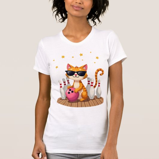 Cute Cat With Sunglasses Cat Playing Bowling For m Tシャツ (正面)
