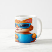 Cute Cat with Sunglasses Mug - Orange Tabby Gift コーヒーマグカップ (正面右)