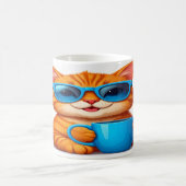 Cute Cat with Sunglasses Mug - Orange Tabby Gift コーヒーマグカップ (中央)