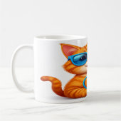 Cute Cat with Sunglasses Mug - Orange Tabby Gift コーヒーマグカップ (左)