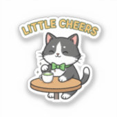 Cute Cat With Tiny Green Beer Mug Cheers Sticker シール (正面)