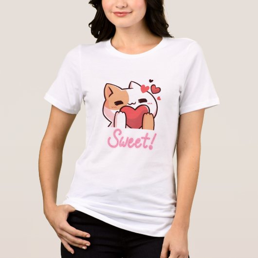 Cute Cat Women’s T-Shirt – Adorable Kitty Graphic  トライブレンドＴシャツ (正面)