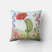 Cute Caterpillar and Flowers Tiny Insects  クッション (裏面)