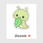 Cute Caterpillar Eating Leaf Sticker シール (シート)