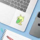 Cute Caterpillar Eating Leaf Sticker シール (ノートパソコンとiPhone)