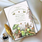 Cute Caterpillar Garden Baby Shower Invitation アクリル招待状