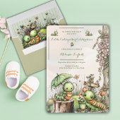 Cute Caterpillar Garden Baby Shower Invitation 招待状