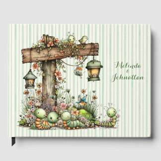 Cute Caterpillar Garden Baby Shower Keepsake Party ゲストブック