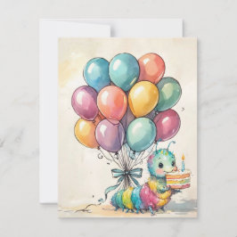 Cute Caterpillar Party DIGITAL DOWNLOAD INVITATION 招待状