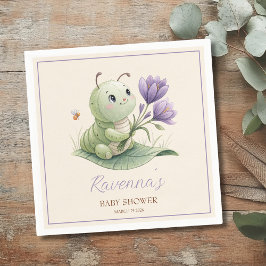 Cute Caterpillar Personalized Name Baby Shower スタンダードカクテルナプキン