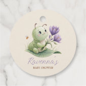 Cute Caterpillar Personalized Name Baby Shower フェイバータグ (裏面)