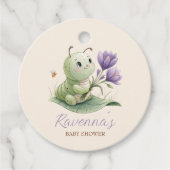 Cute Caterpillar Personalized Name Baby Shower フェイバータグ (正面)