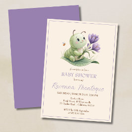 Cute Caterpillar Personalized Name Baby Shower 招待状