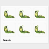 Cute Caterpillar with Hearts スクエアシール (シート)