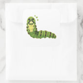 Cute Caterpillar with Hearts スクエアシール (バッグ)