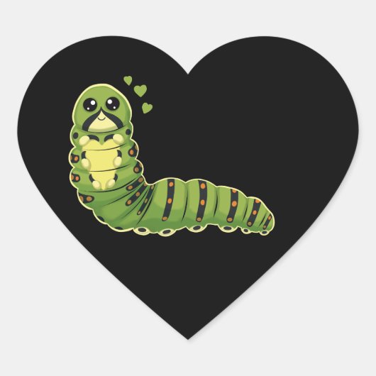 Cute Caterpillar with Hearts ハートシール (正面)