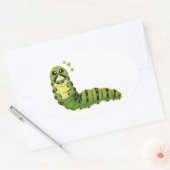 Cute Caterpillar with Hearts 楕円形シール (封筒)