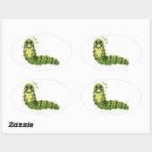 Cute Caterpillar with Hearts 楕円形シール (シート)