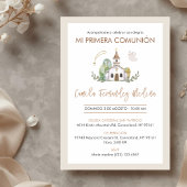 Cute Catholic Church Elegant Girl First Communion 招待状