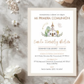 Cute Catholic Church Elegant Girl First Communion 招待状