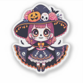 Cute catrina girl halloween シール