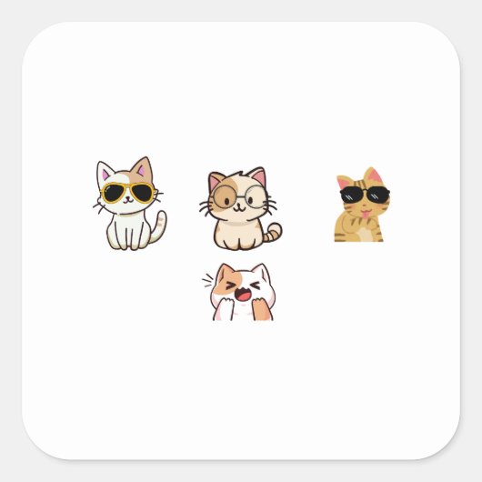 Cute cats スクエアシール (正面)