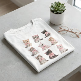 Cute Cats Adorable Pink Bow Kittens   Tシャツ