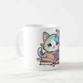 cute cats amazing design reading books by cat コーヒーマグカップ (正面左)