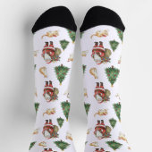 Cute Cats and Christmas Trees Pattern Socks ソックス (上部)
