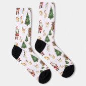 Cute Cats and Christmas Trees Pattern Socks ソックス (右)