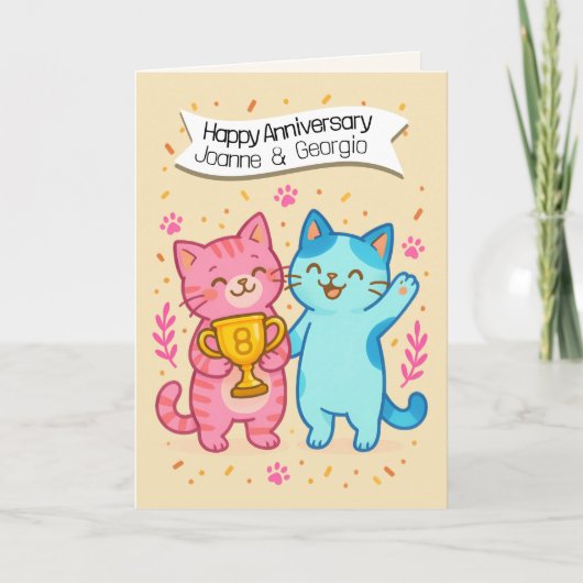 Cute Cats Anniversary Card 8th wedding カード (正面)