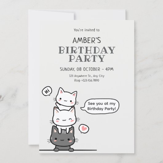Cute cats birthday  招待状 (正面)