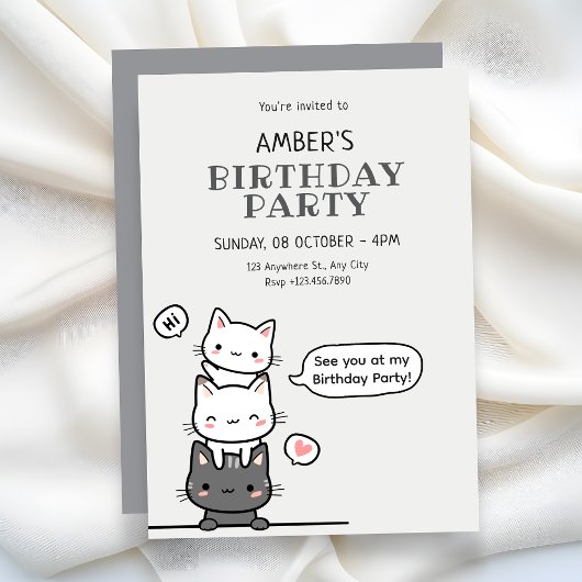 Cute cats birthday  招待状