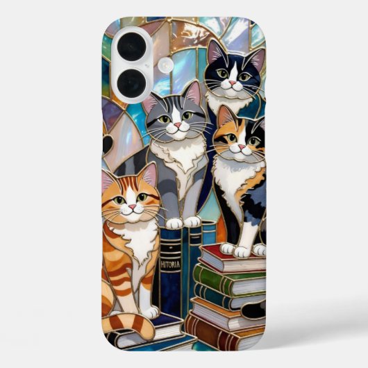 Cute Cats Bookshelf Phone Case Cat Lover Case-Mate iPhoneケース (裏面)
