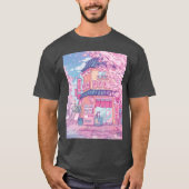 Cute cats cafe and the pink cherry trees blossom f tシャツ (正面)