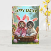 Cute Cats Holiday Greetings Card カード (黄色い花)