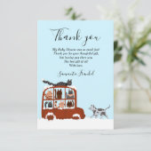 Cute Cats in car Winter Birthday Baby サンキューカード (スタンド正面)