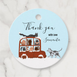 Cute Cats in car Winter Birthday Baby Gift フェイバータグ