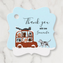 Cute Cats in car Winter Birthday Baby Gift フェイバータグ