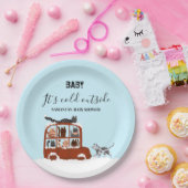 Cute Cats in car Winter Cold Baby Shower  ペーパープレート (パーティー)