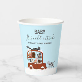 Cute Cats in car Winter Cold Baby Shower 紙コップ
