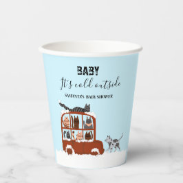 Cute Cats in car Winter Cold Baby Shower 紙コップ