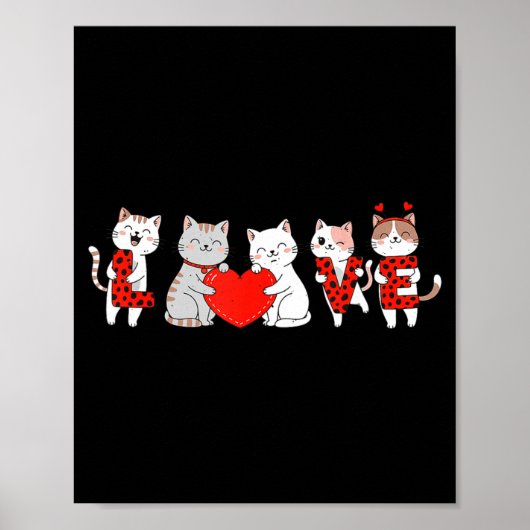 Cute Cats Love Valentine Design For Men Women Kids ポスター (正面)