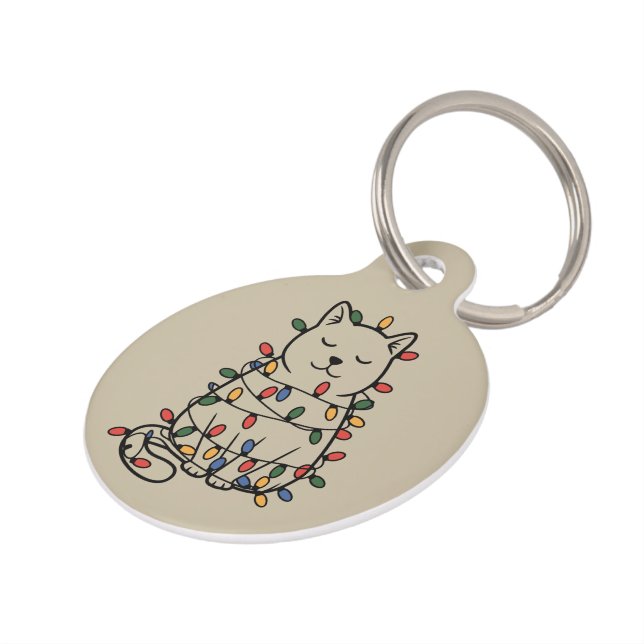 Cute Cats Lover Christmas Lights Cat Mom Xmas ペット　ネームタグ (側面)