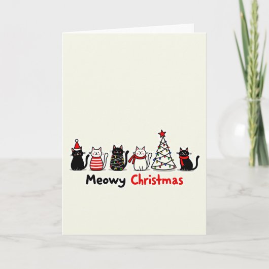Cute Cats Meowy Christmas Card カード (正面)