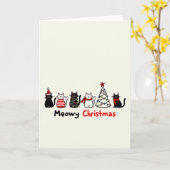 Cute Cats Meowy Christmas Card カード (黄色い花)