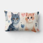 Cute Cats Mug & Pillow - Watercolor Playful Kitten ランバークッション (裏面)